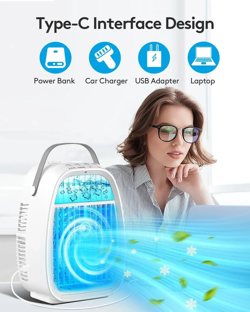 JYew Portable Evaporative Air Cooler Fan With 1000 ML Water Tank