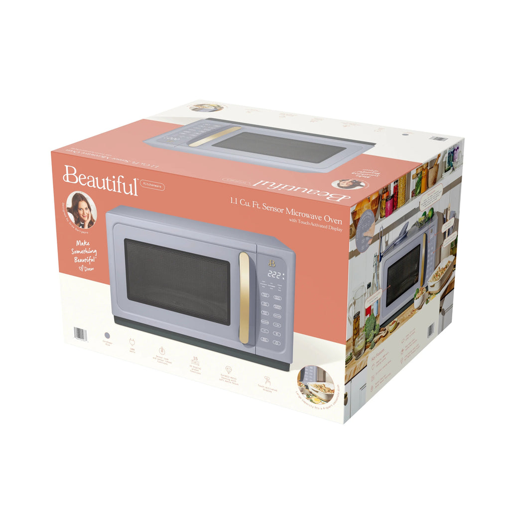 Beautiful 1.1 Cu ft 1000 Watt Sensor Microwave Oven, White Icing - BFCMS811WEST10