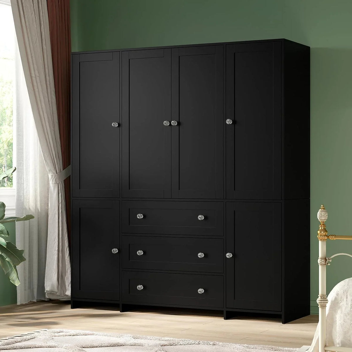 VOWNER Armoire Wardrobe Closet With Drawers And Mirror, 71 inch Clothing Storage Cabinet