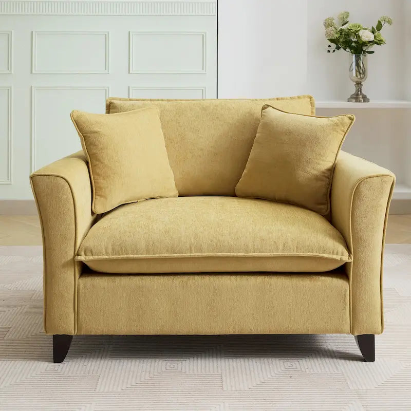 Oversized Chenille Fabric Armchair With 33.9 in Wide Seat Cushion