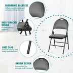 Costway Folding Chairs With Fabric Upholstered Padded Seats And Metal Frame - Set Of 6