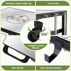 NUUK Pizza Oven Grill Cart 30x24 in With Stainless Steel Top And Sliding Drawer - White-SS-30x24W-Drw