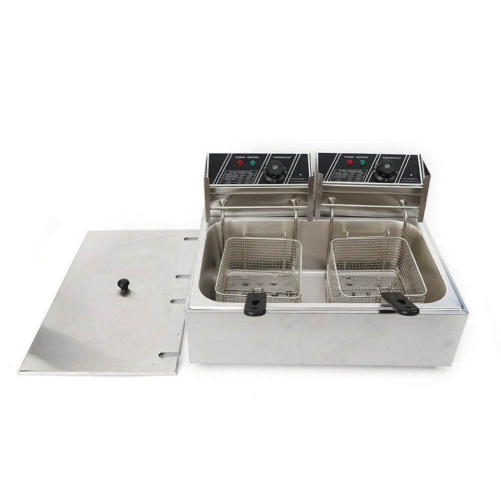 denest 5kW Large Single-Tank Electric Deep Fryer With Fry Basket - 6/12L