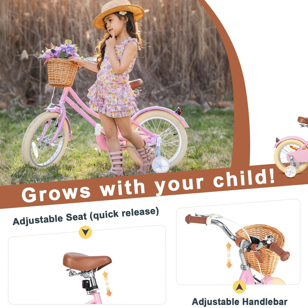 Glerc Girls' Kids' Bike, 12 inch, Pink, Ages 2-4 Years - Little Molly