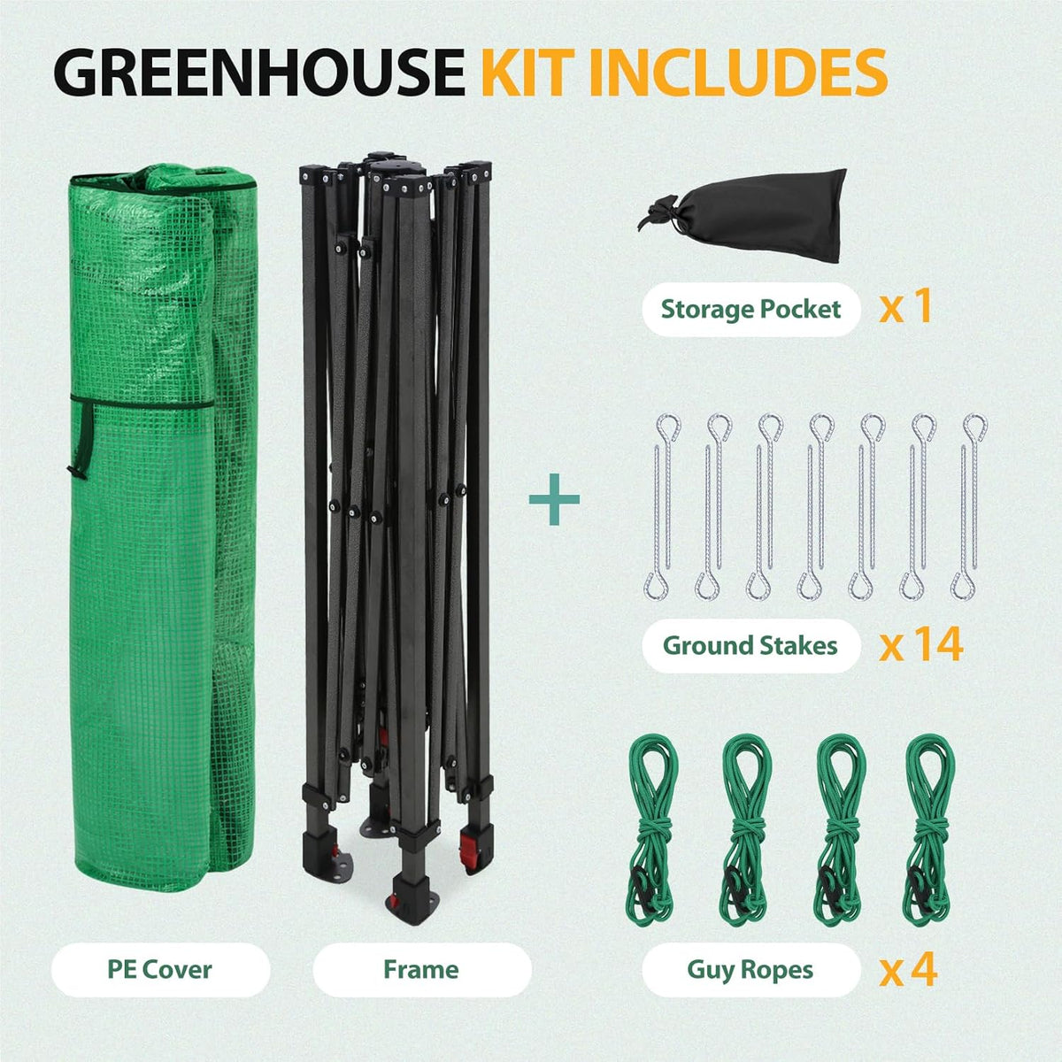 EAGLE PEAK Instant Pop-Up Walk-In Greenhouse, 8x6 ft, Green/Clear PE Cover