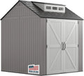 Rubbermaid Resin Outdoor Storage Shed With Floor, 7x7 ft, Gray