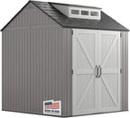 Rubbermaid Resin Outdoor Storage Shed With Floor, 7x7 ft, Gray