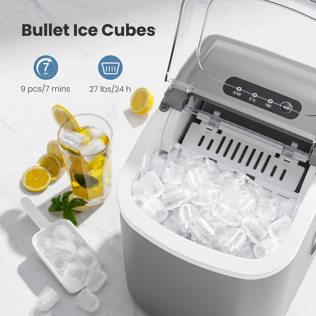 Crzoe Countertop Ice Maker With Handle, 26 Pounds - Countertop Ice Maker