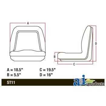 A & I Deluxe Midback Utility Lawn Mower Seat, 18 in Wide x 15.25 in Tall x 19.25 in Deep - TM555BL