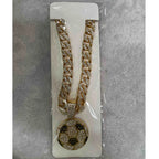 13mm Football Pendant Necklace With 20in Cuban Link Chain And CZ