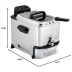 Stainless Steel Deep Fryer With Basket, 3.5L, 1700W, Silver, 18.3in D x 13.7in W x 14.8in H - Newer Model