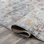 Bohemian Medallion Low-Pile Machine-Washable Area Rug, Cream And Terra
