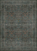 Vintage Floral Washable Area Rug, 10x14, Dark Green