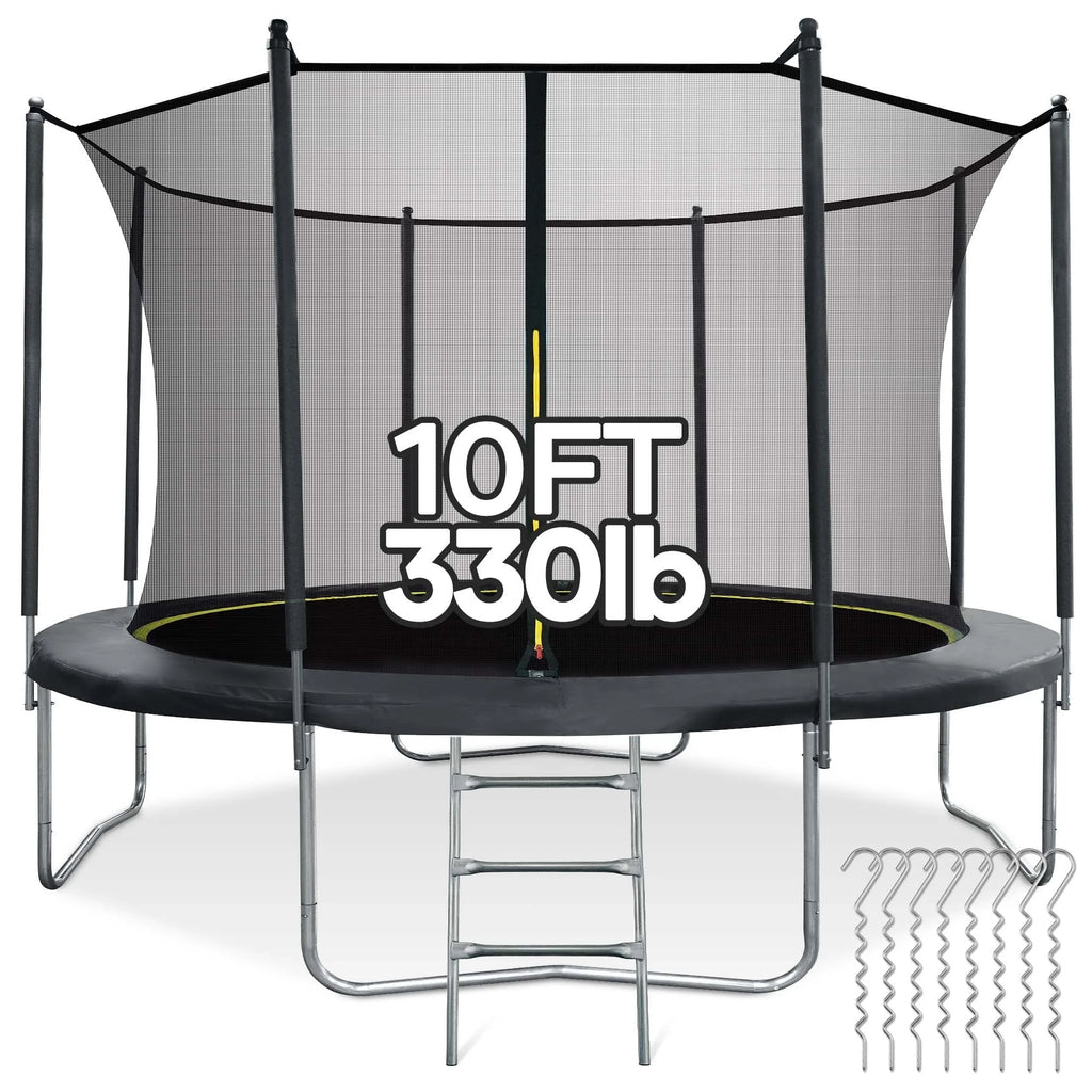 MARNUR Kids' Trampoline 8 ft With Enclosure Net, Ladder And Wind Stakes - 330 lbs Weight Capacity