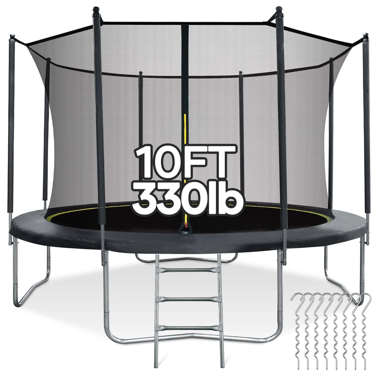 MARNUR Kids' Trampoline 8 ft With Enclosure Net, Ladder And Wind Stakes - 330 lbs Weight Capacity