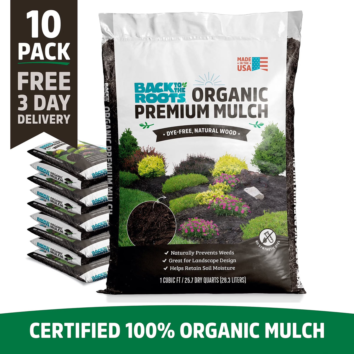 Back to the Roots Organic Bark Mulch - 10 1 cu. ft. Bags