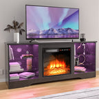 Waleaf TV Stand With 18 in Electric Fireplace And Adjustable Glass Shelves - TVs Up To 65 inch