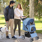 Foldable 4 Wheel Pet Stroller With Cup Holder