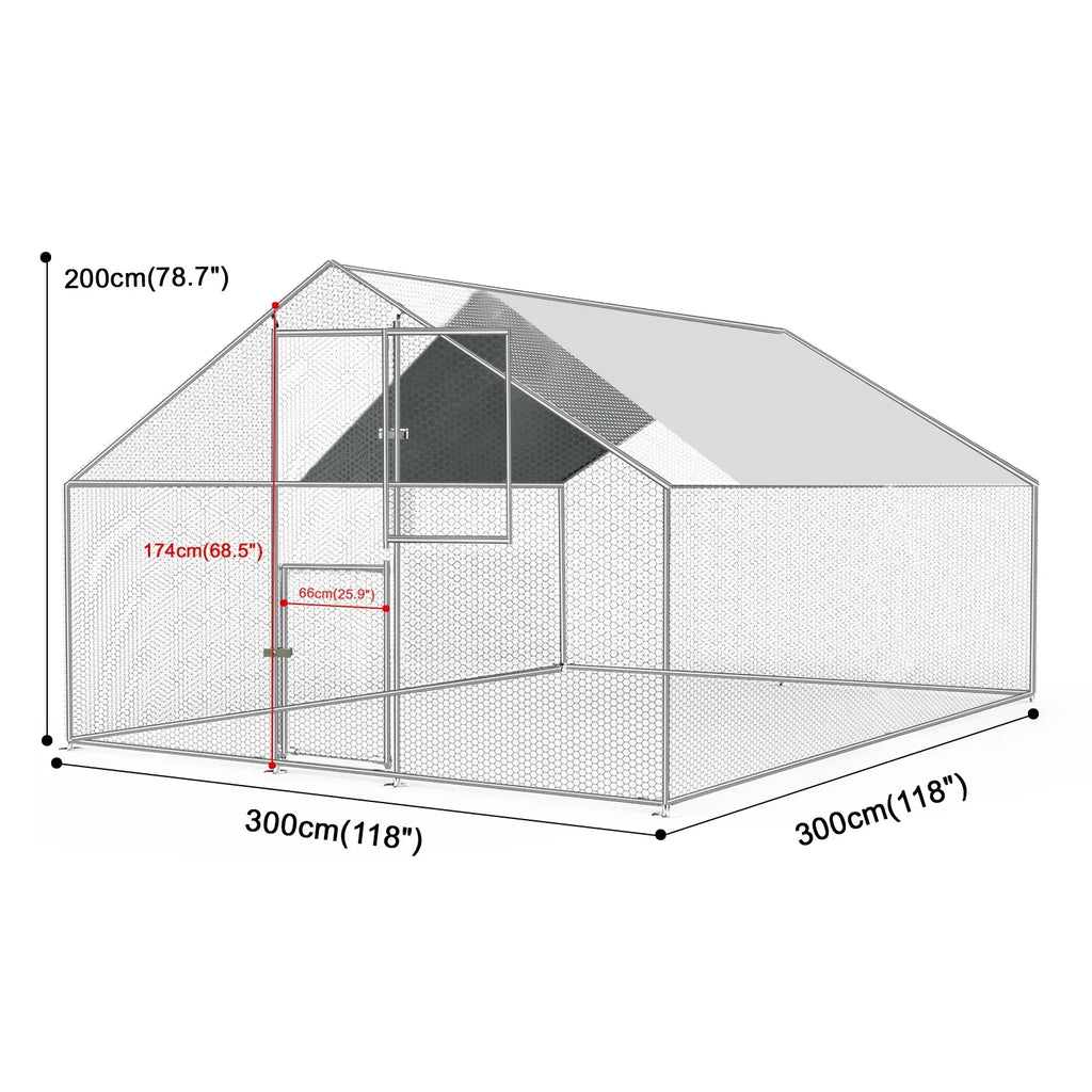 Kkonetoy Metal Chicken Coop 10 X 10 X 6.6ft With Waterproof Cover