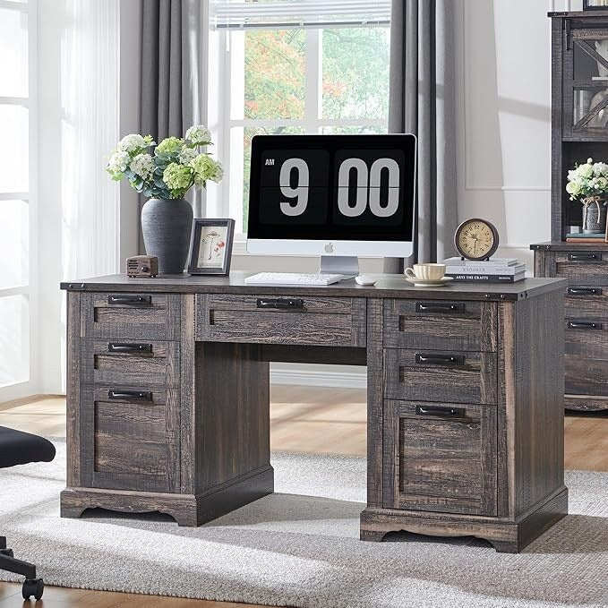 60' Farmhouse Wood Executive Computer Desk - 22'D x 60'W x 30'H