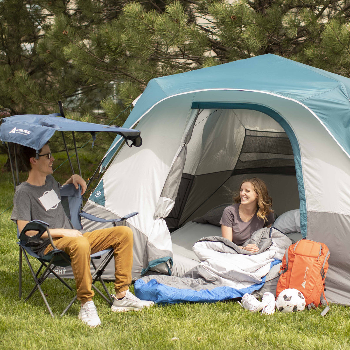 Ozark Trail Sand Island Shaded Camping Chair With Cup Holders