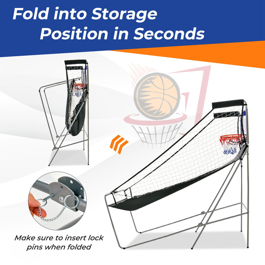 Costway Dual Shot Basketball Arcade Game, Blue, 8 Game Modes, 81in x 43in x 81in