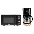 Haden 700W 20L Microwave Oven And 12 Cup Coffee Maker Set, Black/Copper