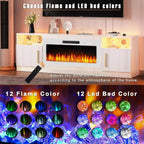 Waleaf TV Stand With 18 in Electric Fireplace And Adjustable Glass Shelves - TVs Up To 65 inch
