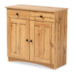 Baxton Studio 2-Door Buffet Kitchen Cabinet, Oak Brown Finished Wood - Lauren
