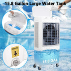 Garvee Evaporative Air Cooler 4100 CFM, 15.8 Gallons, 4 Ice Packs