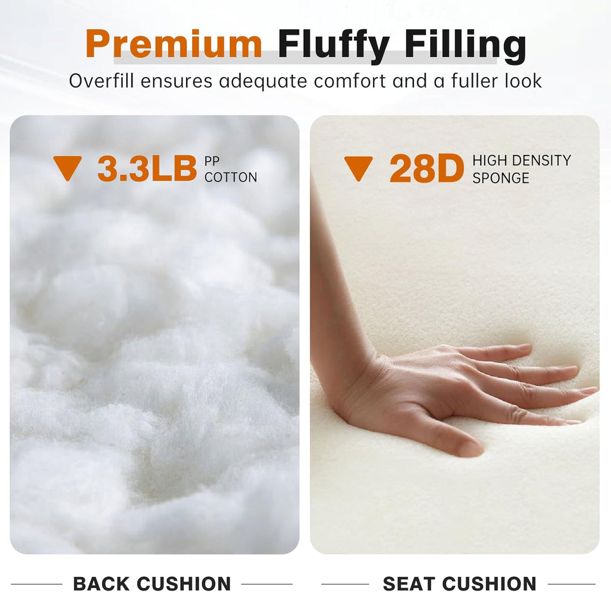 Belord Outdoor Cushion Set - 5 24 x 24 x 6 Inch Seat Cushions And 5 21 x 24 x 6 Inch Back Cushions, Orange