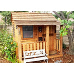 Little Squirt Cedar Wooden Kids Outdoor Playhouse 6 x 6 ft With Dutch Door, 3 Screened Windows And Floor