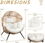 Shintenchi Wicker Egg Chair With Cushion - 400 Pounds Capacity