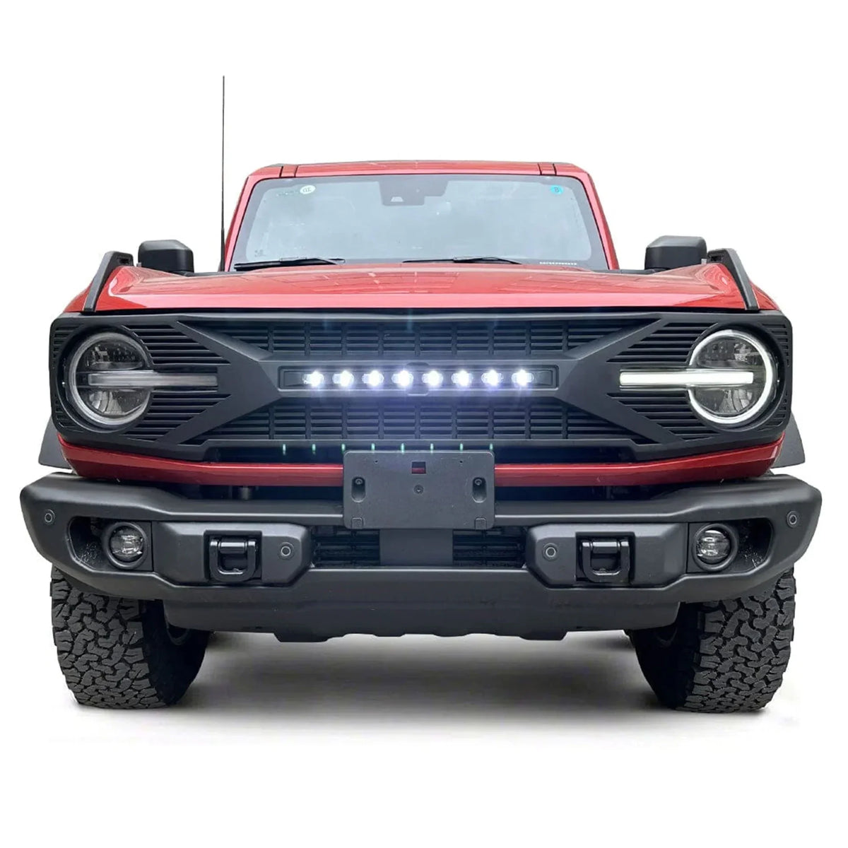 AMERICAN MODIFIED Tomahawk Grille With Lights for 2021-2024 Ford Bronco Without Front Camera - Matte Black