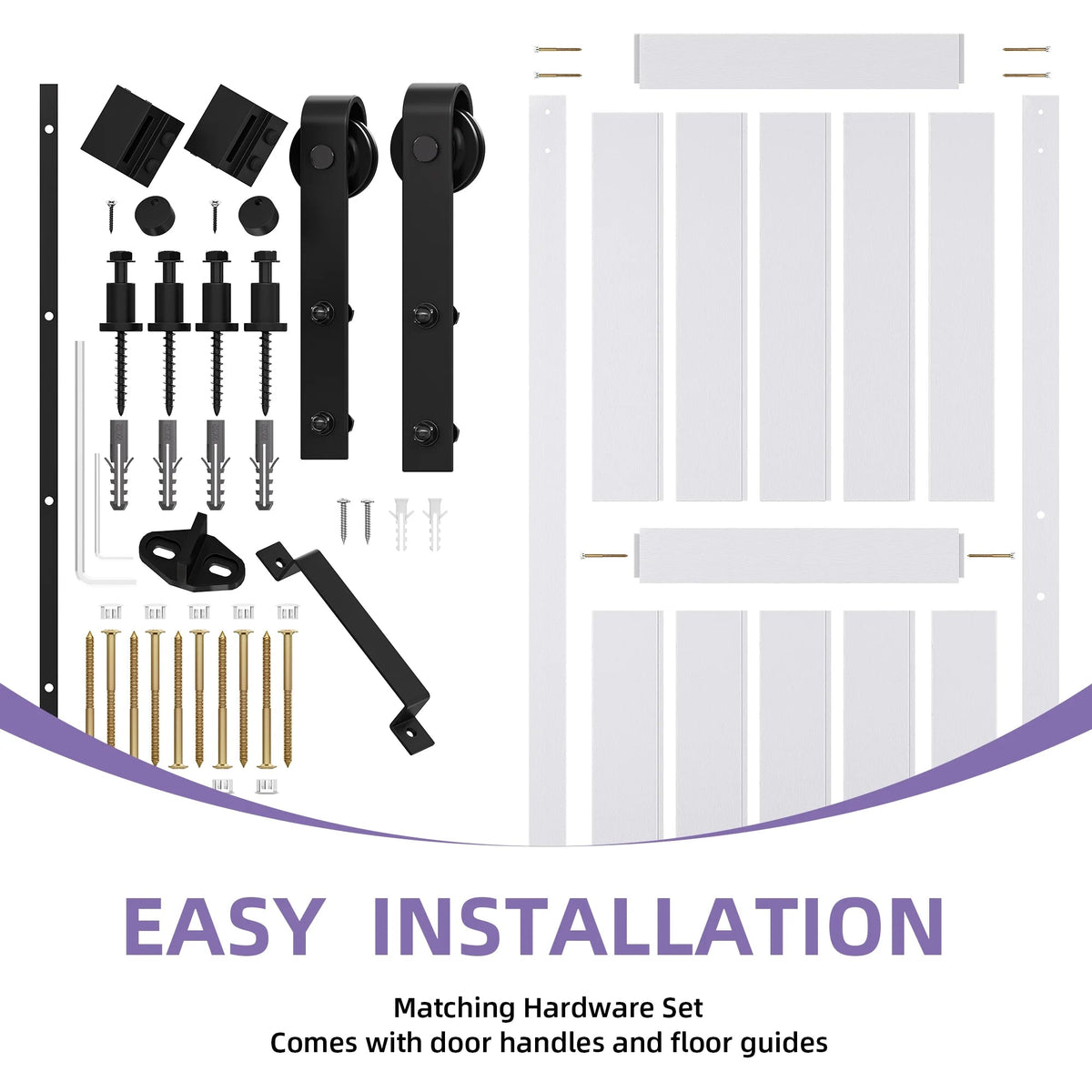 Uforic Sliding Barn Door With Hardware Kit, 48 x 84 in, Gray