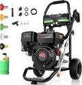 Gas Pressure Washer 4200 PSI 4.0 GPM, 212CC Engine, 5 Nozzles, 25ft Hose, 0.5Gal Soap Tank - 20FT x 1/4 Black