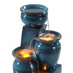 Teamson Home 28.74 in Solar 4-Tier Cascading Bowl Water Fountain With LED Lights - Navy
