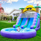 Relunch Inflatable Double Water Slide With Splash Pool And Blower, 26'L x 12'W x 14'H