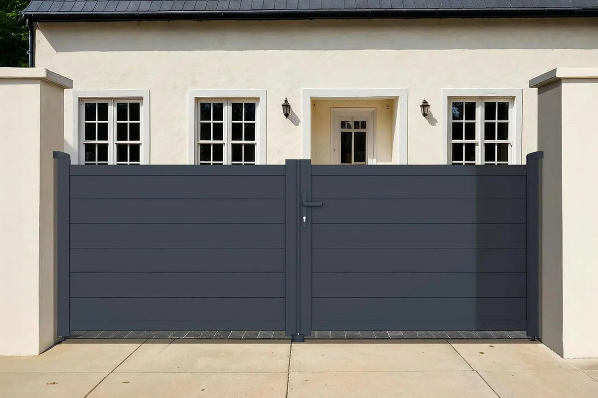 Casanoov Aluminium Folding Driveway Gate 4m x 160cm Grey - KIT-000024