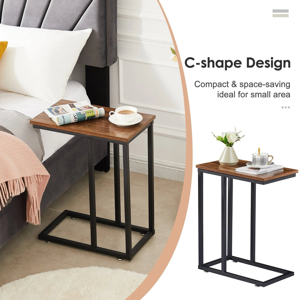 C-Shaped Sofa Side Tables, Set of 2, 11" D x 19" W x 24" H
