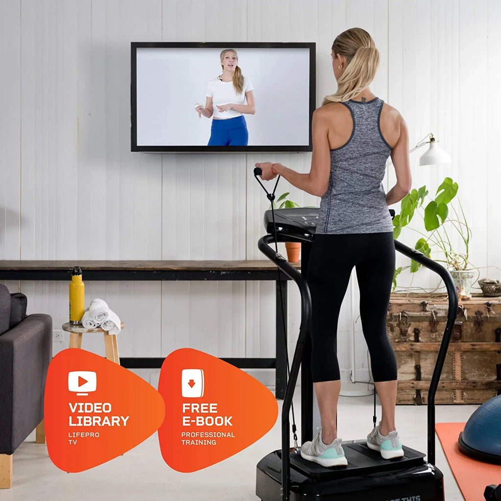 Lifepro Rhythm Vibration Plate Workout Equipment With Resistance Bands, Black