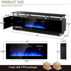 70 Inch TV Stand With 36 Inch Electric Fireplace And Adjustable Shelves