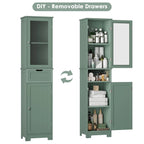 Homfa Tall Narrow Bathroom Storage Cabinet With Door And Drawer, 15.7in L x 11.8in W x 67in H, White