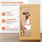 Far Infrared Home Sauna Spa Room, Canadian Hemlock Wood, 1200W, 110V, 35.2 x 27.6 x 61.6 Inch