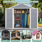 Seizeen Resin Outdoor Storage Shed With Floor, Light Gray, 82 in H