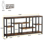 3-Tier Console Sofa Table With Storage, 70.9 Inch