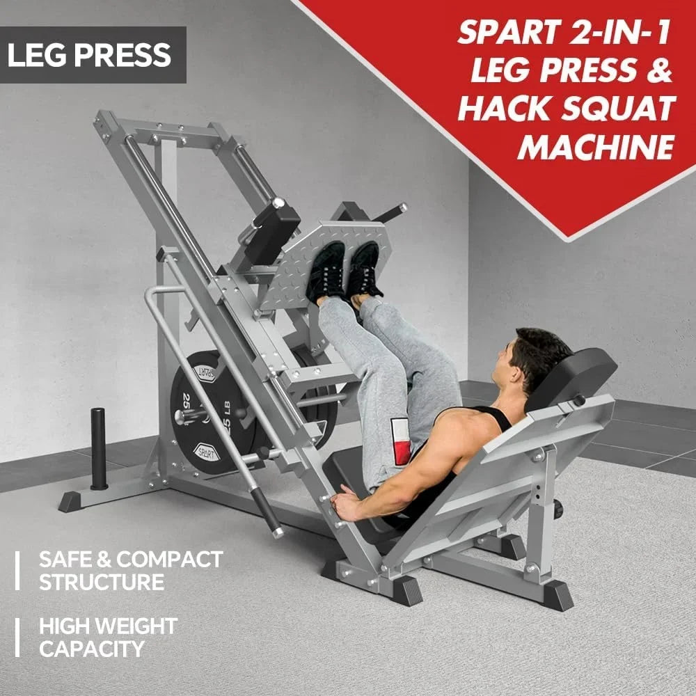 2-In-1 Leg Press And Hack Squat Machine With Linear Bearing - 45-Degree