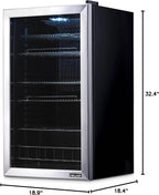 Beverage Refrigerator Cooler, 126 Cans, Right Hinge Glass Door - AB-1200