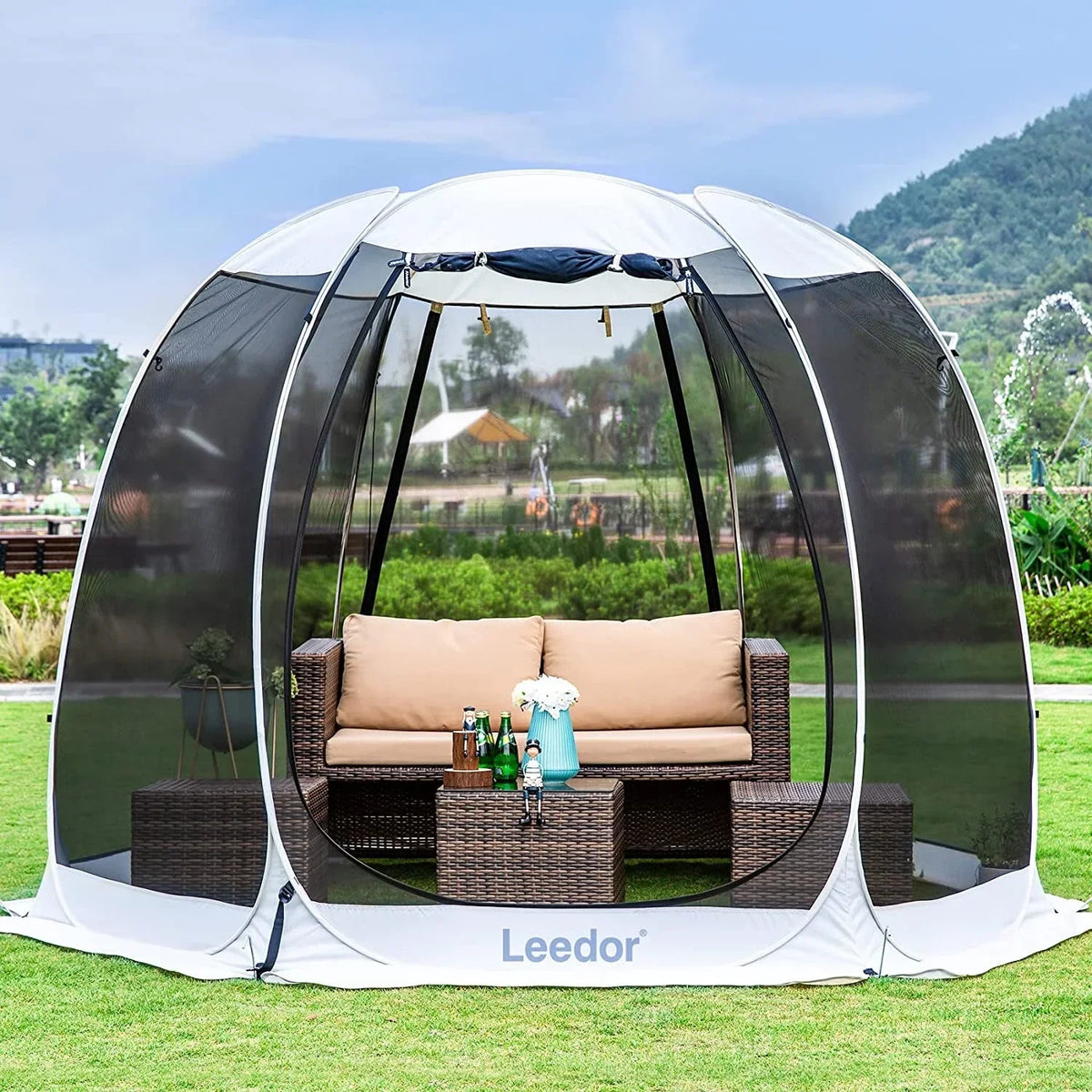 Leedor Screen House Tent Outdoor Canopy 10' x 10' x 7' H Gray