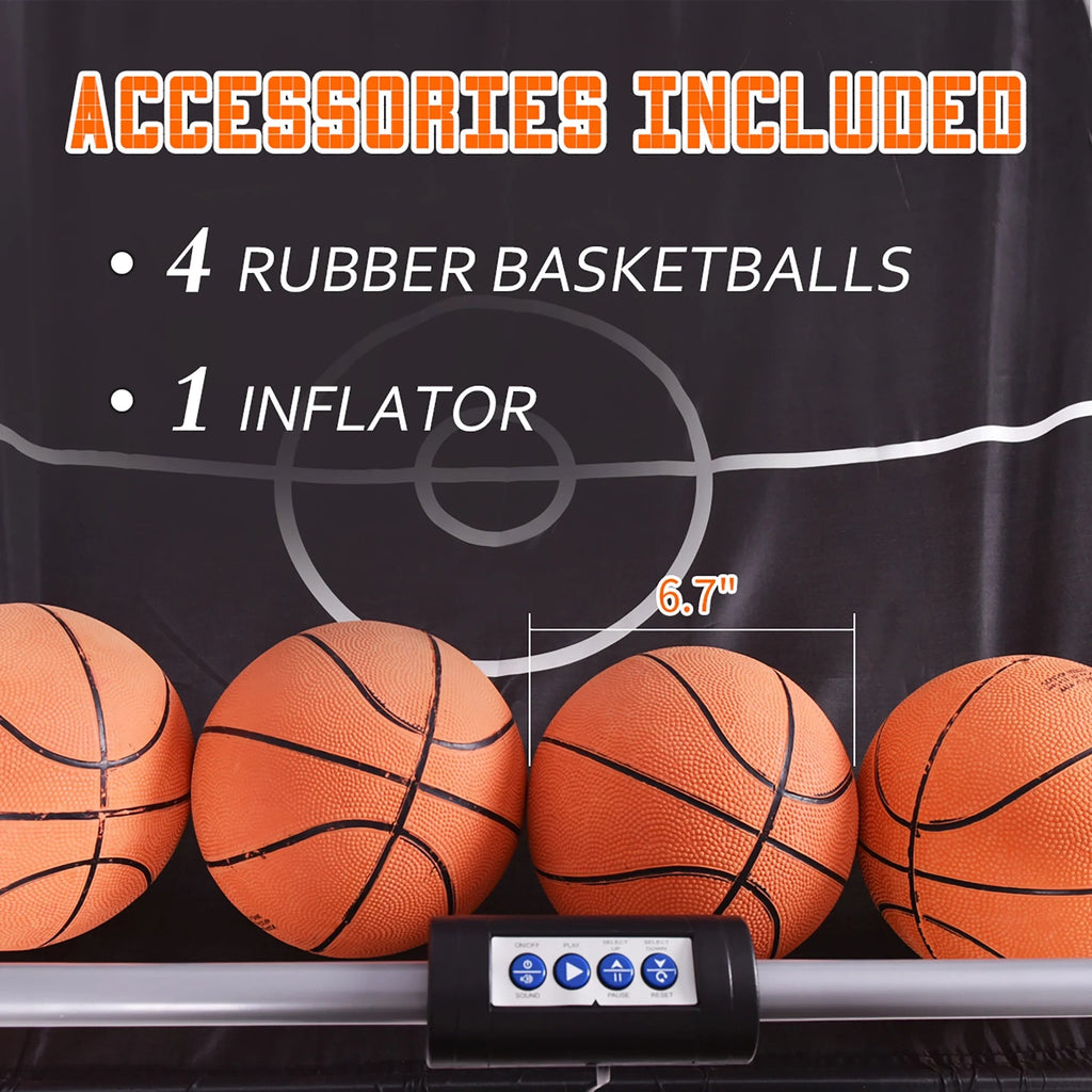 Costway Double Shot Electronic Basketball Arcade Game, 8 Game Modes, 4 Balls, Grey